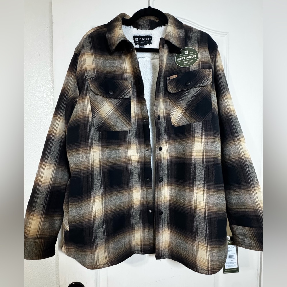 NWT Matix Sherpa-Lined Plaid Jacket